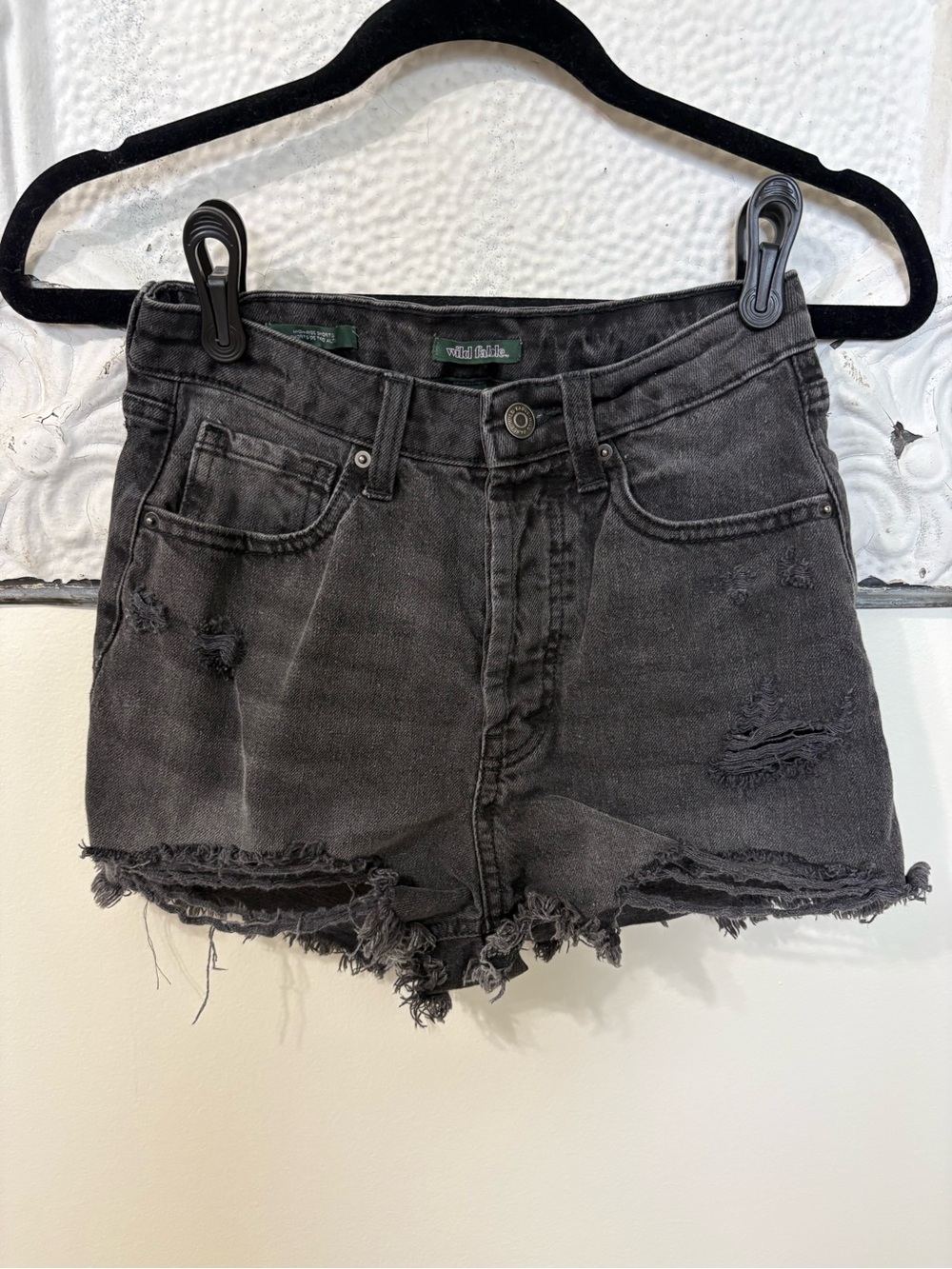 Black distressed Jean shorts